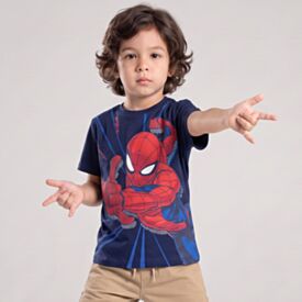 Camiseta Infantil Menino Homem-Aranha 4 a 10 Anos Azul Marinho