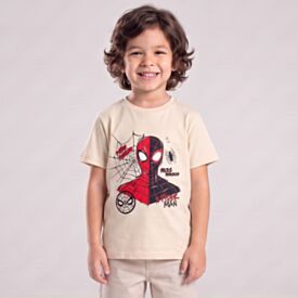 Camiseta Infantil Menino Homem-Aranha 4 a 10 Anos Natural