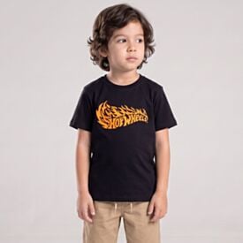 Camiseta Infantil Menino Hot Wheels 4 a 10 Anos Preto
