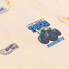 Camiseta Infantil Menino Hot Wheels 4 a 10 Anos Amarelo Manteiga