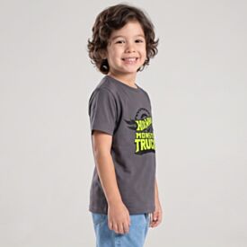 Camiseta Infantil Menino Hot Wheels 4 a 10 Anos Mattel Grafite