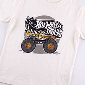 Camiseta Infantil Menino Hot Wheels 4 a 10 Anos Mattel Marfim