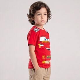 Camiseta Infantil Menino McQueen 4 a 10 Anos Disney Vermelho