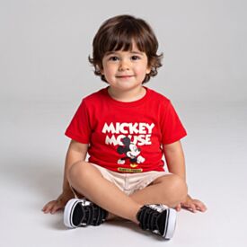 Camiseta Infantil Menino Mickey 1 a 3 Anos Disney Vermelho Ruby