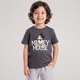 Camiseta Infantil Menino Mickey 4 a 10 Anos Disney Grafite