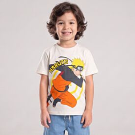 Camiseta Infantil Menino Naruto 4 a 10 Anos Branco