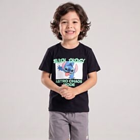 Camiseta Infantil Menino Stitch 4 a 10 Anos Disney Preto
