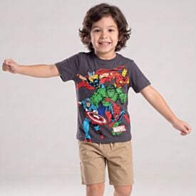 Camiseta Infantil Menino Vingadores 4 a 10 Anos Marvel Chumbo