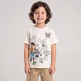 Camiseta Infantil Toy Story Menino 4 a 10 Anos Disney Marfim