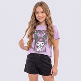 Camiseta Juvenil Menina Kuromi 12 a 16 Anos Lilas