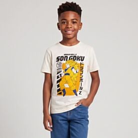 Camiseta Juvenil Menino Dragon Ball Z 12 a 16 Anos Off White