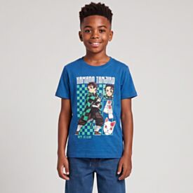Camiseta Juvenil Menino Kamado Tanjiro 12 a 16 Anos Azul Royal