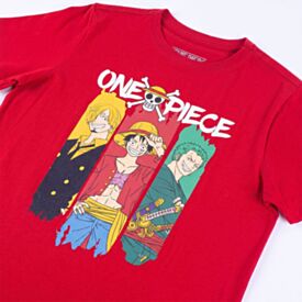 Camiseta Juvenil Menino One Piece 12 a 16 Anos Vermelho