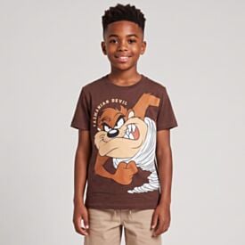 Camiseta Juvenil Menino Taz 12 a 16 Anos Marrom