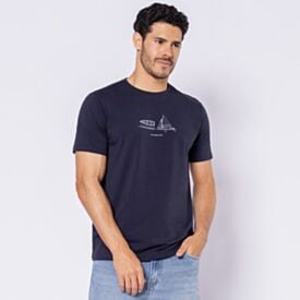 Camiseta Masculina De Algodão Peruano Marc Alain Azul Marinho