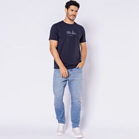 Camiseta Masculina De Algodão Peruano Marc Alain Azul Marinho