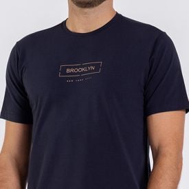 Camiseta Masculina Em Algodão Peruano Marc Alain Azul Marinho