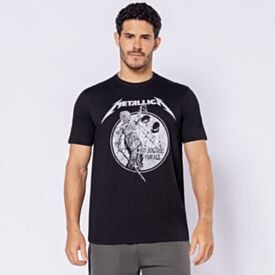 Camiseta Metallica Masculina Em Algodão Preto