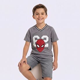 Camiseta Spider 4 a 10 anos Infantil Menino Marvel Cinza