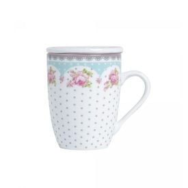 Caneca com Tampa em Porcelana e Filtro de Aço Lyor 340Ml - Amelia