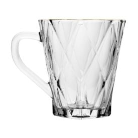 Caneca Cristal Diamond Filete Dourado Lyor - 180ml