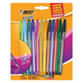 Caneta Esferográfica 1,2Mm Cristal Fashion Com 12 Peças Bic - 970910