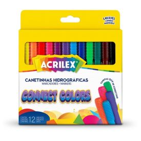 Canetinhas Hidrográficas Connect Colors Acrilex - 12 Unidades