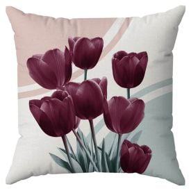 Capa de Almofada 43X43cm Veludo Estampada Havan Casa - Tulipa Ameixa