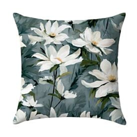 Capa de Almofada Veludo 43X43cm Estampada Havan Casa - Margaridas Petroleo