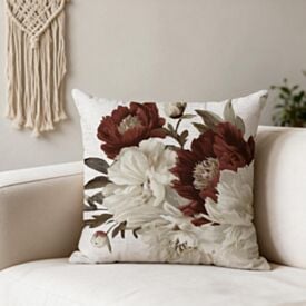 Capa de Almofada Veludo 43X43cm Estampada Havan Casa - Floral Bordo