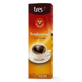 Cápsulas De Café Filtrado Tradicional 75G Tres 3 Corações - 10 Cápsulas