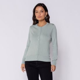 Cardigan Feminino De Tricot Decote Redondo Patricia Foster