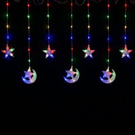 Cascata Estrela e Lua 105Leds 2,1M Colorida Lumina - Bivolt