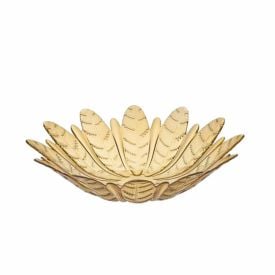 Centro de Mesa Folhas Âmbar Vitazza 39Cm - Vidro
