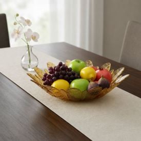 Centro de Mesa Folhas Âmbar Vitazza 39Cm - Vidro