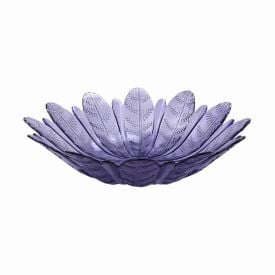 Centro de Mesa Vidro Folhas Vitazza Lavanda - 39cm