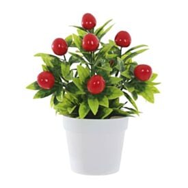 Arranjo Cereja Vermelho com Vaso Plástico Florarte Vermelho 20Cm