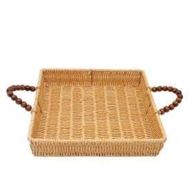 Cesta Quadrada Com Alça Trama Havan Casa 24Cm - Natural