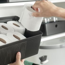 Cesto Organizador com Tampa 12 Litros Flow Ou - PRETO FECHADO