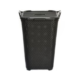 Cesto Com Tampa Basculada Multiuso Rattan Arqplast 50 Litros - Preto