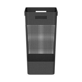 Cesto de Roupas com Tampa de Plástico Grid Ou 49 Litros - Preto