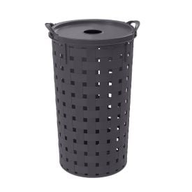 Cesto de Roupas com Tampa Fita Plasútil 37 Litros - Cinza