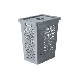 Cesto Organizador Com Tampa 55 Litros - Cinza