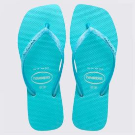 Chinelo Havaianas Feminino Slim Square Glitter Neon