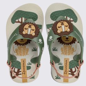 Chinelo Ipanema Bebê Sporty Bege/Verde/Marrom