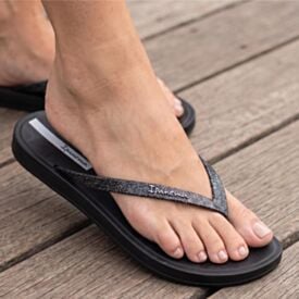 Chinelo Ipanema Feminino Gold Ad Preto/Glitter/Cinza