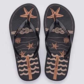 Chinelo Ipanema Feminino Navy Preto/Bege/Laranja