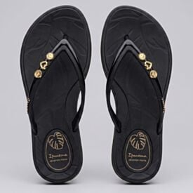 Chinelo Ipanema Feminino Shine Pin Ad Preto/Manteiga