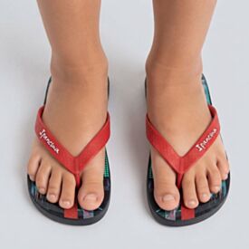 Chinelo Ipanema Infantil Temas Preto/Vermelho