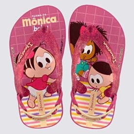 Chinelo Ipanema Infantil Turma Da Monica Rosa Pink/Rosa Glitter